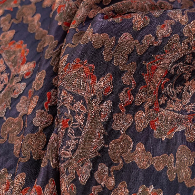 Sewing - Tissu jacquard floral en rayonne rouge
