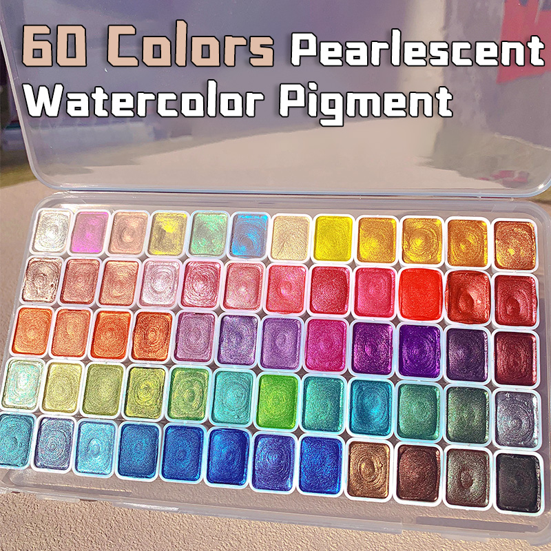 Watercolor Paint Set Solid Pigment - Pigment d'aquarelle perlé 20/24/60/72 couleurs, métallique,