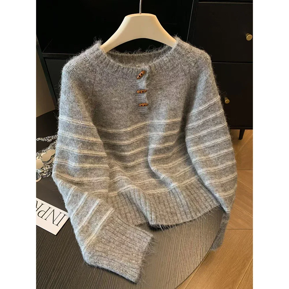 Embroidery - Pull en cachemire et laine rayé