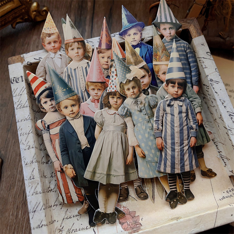 Vintage Junk Journal Scrapbooking Paper - 15 Pièces de Poupées en Papier