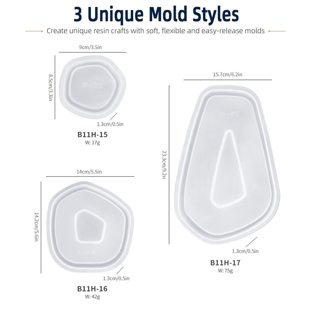 Silicone Epoxy Resin Molds Set - Lot de 3 moules en silicone
