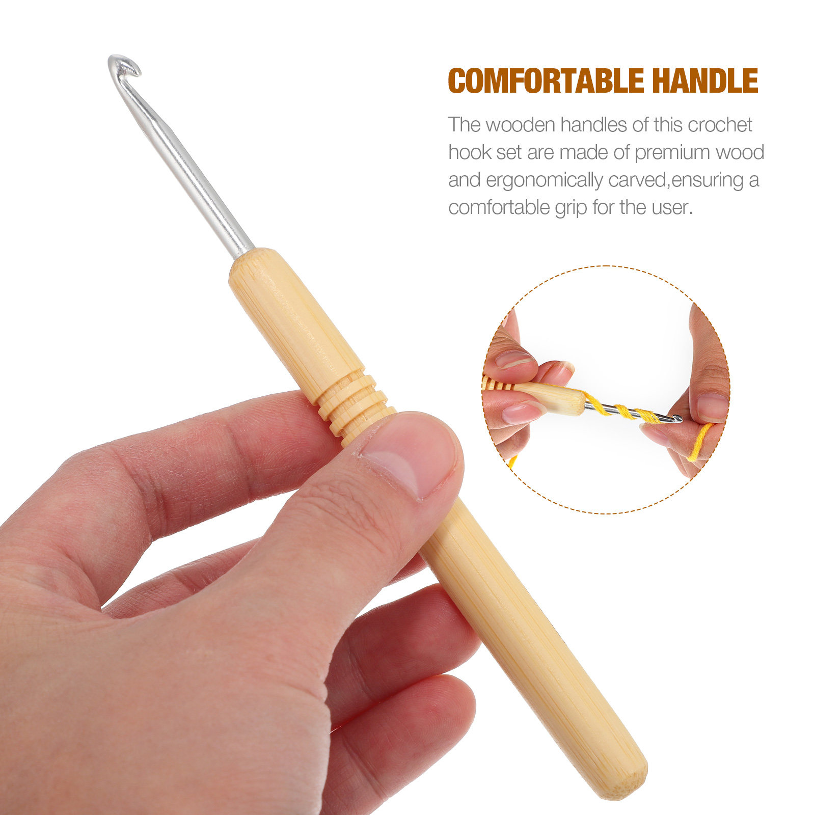 1 ensemble de crochets en bois - Wooden Crochet Hooks Ergonomic Handle avis et prix