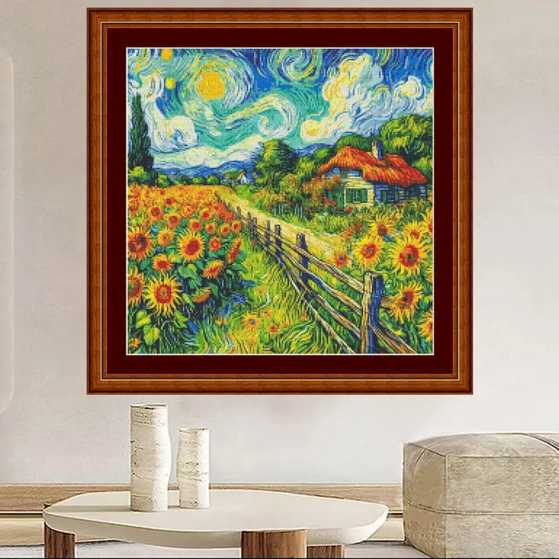 [[CC4656-Série Van Gogh Ferme  - Cross Stitch Stamped Kits Beginners avis et prix