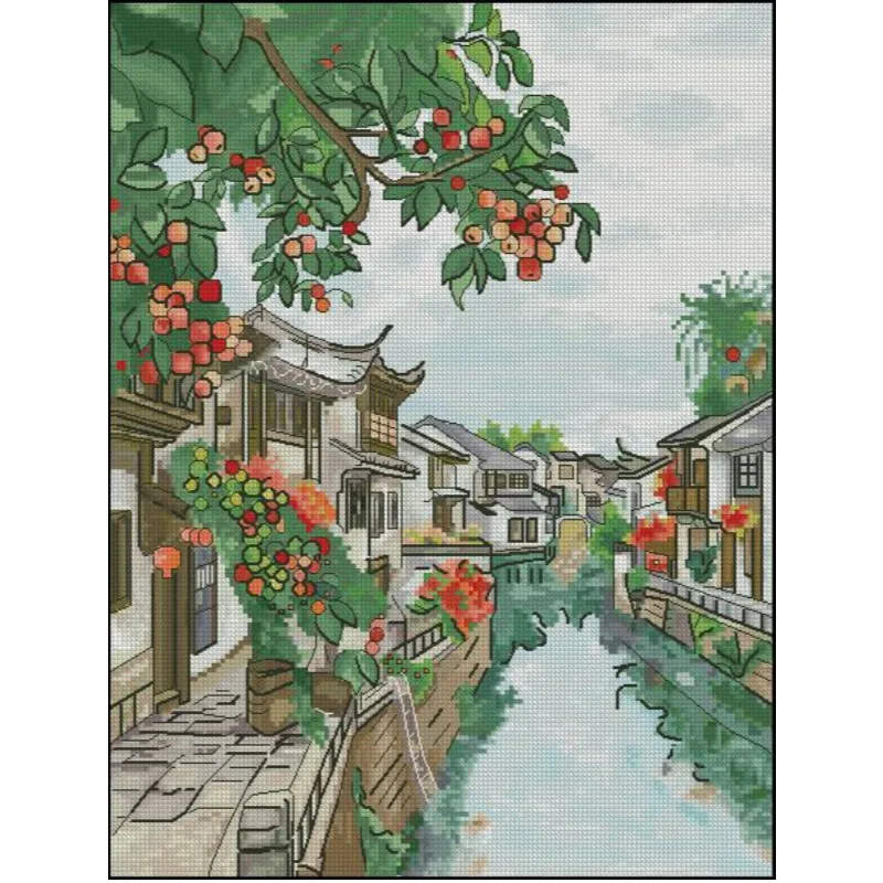 [[CC904-Water Town Jiangnan] K - Cross Stitch Stamped Kits Beginners avis et prix